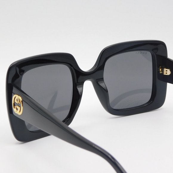 NEW GUCCI GG0896S 001 BLACK GREY SQUARE LOGO WOMEN'S SUNGLASSES FRAME 52… - Picture 8 of 13